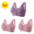thumbnail image 3 of Bigersell Front Close Bras 3pcs Push-Up Bra Style R-9 Breathable Lightly Lined Bras Pack R-9-purple, 3 of 5