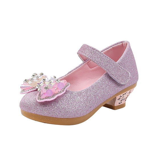 Pisexur Girls Dress shoes Mary Jane Wedding Flower Bridesmaids Heels Glitter Princess Shoes for Kids Toddler 3-12T