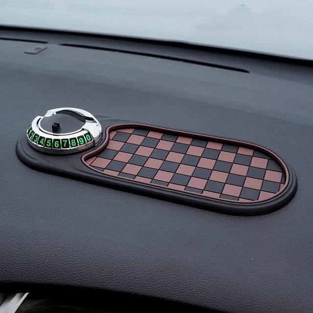 AHMT Multifunction Car Anti-Slip Mat, Rotatable Anti Skid Car Dashboard Pad with Temporary Parking Numbe, Universal Car Phone Holder, and Large Pad for Phones Sunglasses Keys Gadgets(B)