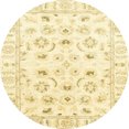thumbnail image 1 of Ahgly Company Indoor Round Abstract Chrome Gold Yellow Oriental Area Rugs, 5' Round, 1 of 6