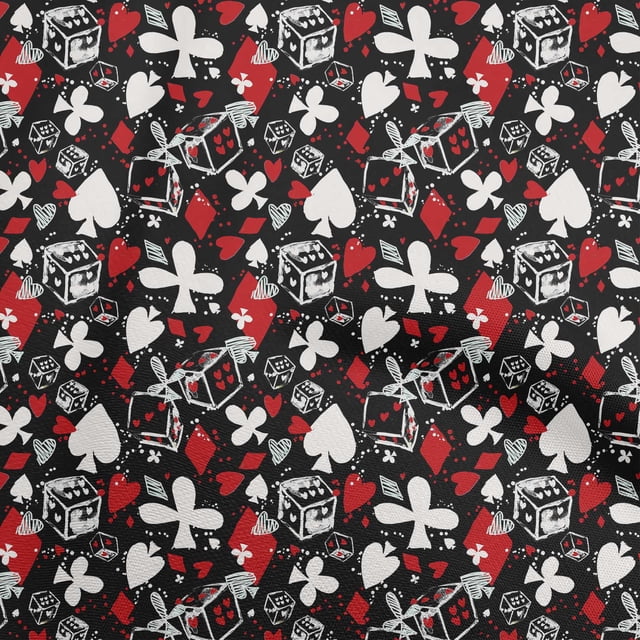 oneOone Rayon Maroon Fabric Poker Card Craft Projects Decor Fabric Printed By The Yard 56 Inch Wide