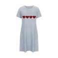 thumbnail image 5 of Pyjama en Coton Chemise de Nuit pour Femme Manches Courtes Vêtement de Nuit Confortable Chemises de Nuit Imprimées Col Rond T-Shirt de Nuit Robe de Sommeil Douce Coupe Ample Robe de Pyjama Gris Foncé TG, 5 of 5