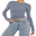 thumbnail image 3 of T-Shirt à Manches Longues Col Rond pour Femme, 3 of 6