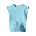 thumbnail image 1 of LUOGENLI T Shirt for Girls Girls Ruffle Sleeve T Shirt Solid Color Vest Girls Basic Short Sleeve Shirts for Girls Trendy Summer Mini Light Blue 2-3Years, 1 of 3