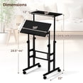 thumbnail image 3 of Costway Bureau Debout Mobile Roulant Chariot pour Ordinateur Portable Réglable Bureau à Domicile Noir, 3 of 10