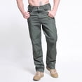 thumbnail image 4 of Penkiiy Pantalon de Randonnée Homme Liquidation Pantalon Homme Couleur Unie Multi-Poches Salopettes Lavées Pantalon Décontracté d'Extérieur Pantalon Pantalon Vert Armée, 4 of 6
