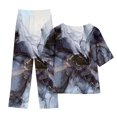 thumbnail image 4 of Ensembles Deux Pièces pour Femmes Ensemble d'Été Imprimé pour Femmes Manches Courtes Manches Mi-Longues Col Rond Haut Court + Pantalon Décontracté Ensemble Tailleur Ensemble Détente Deux Pièces Ensembles Grande Taille en Liquidation, 4 of 4