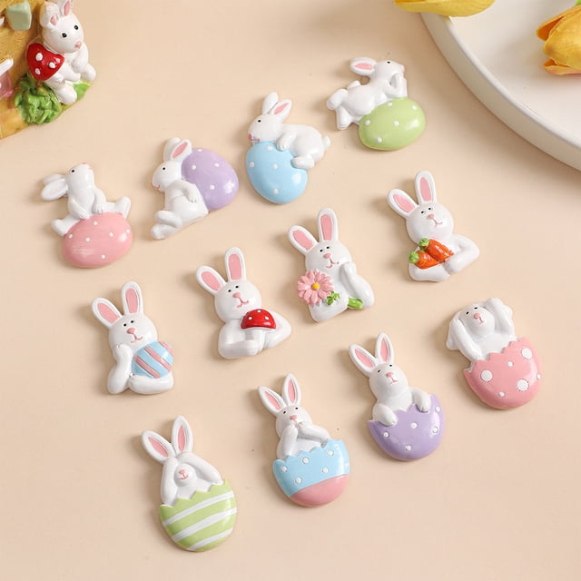 Lksixu 4 Pcs Easter Refrigerator Magnets, Easter Decorations Resin 3D Easter Bunny Eggs Fridge Magnet, Cute Rabbit Whiteboard Magnets Decorative Magnets for Home Office Kitchen Classroom