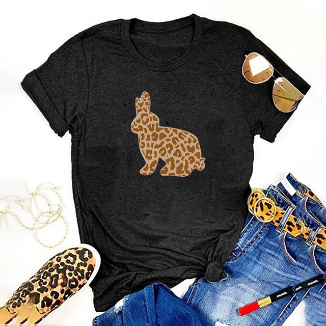 Hauts d'Été Grande Taille pour Femmes, Mode Décontractée pour Femmes, T-shirt à Manches Courtes et Col Rond Imprimé pour Pâques, T-shirt à Col en V pour Femmes en Liquidation