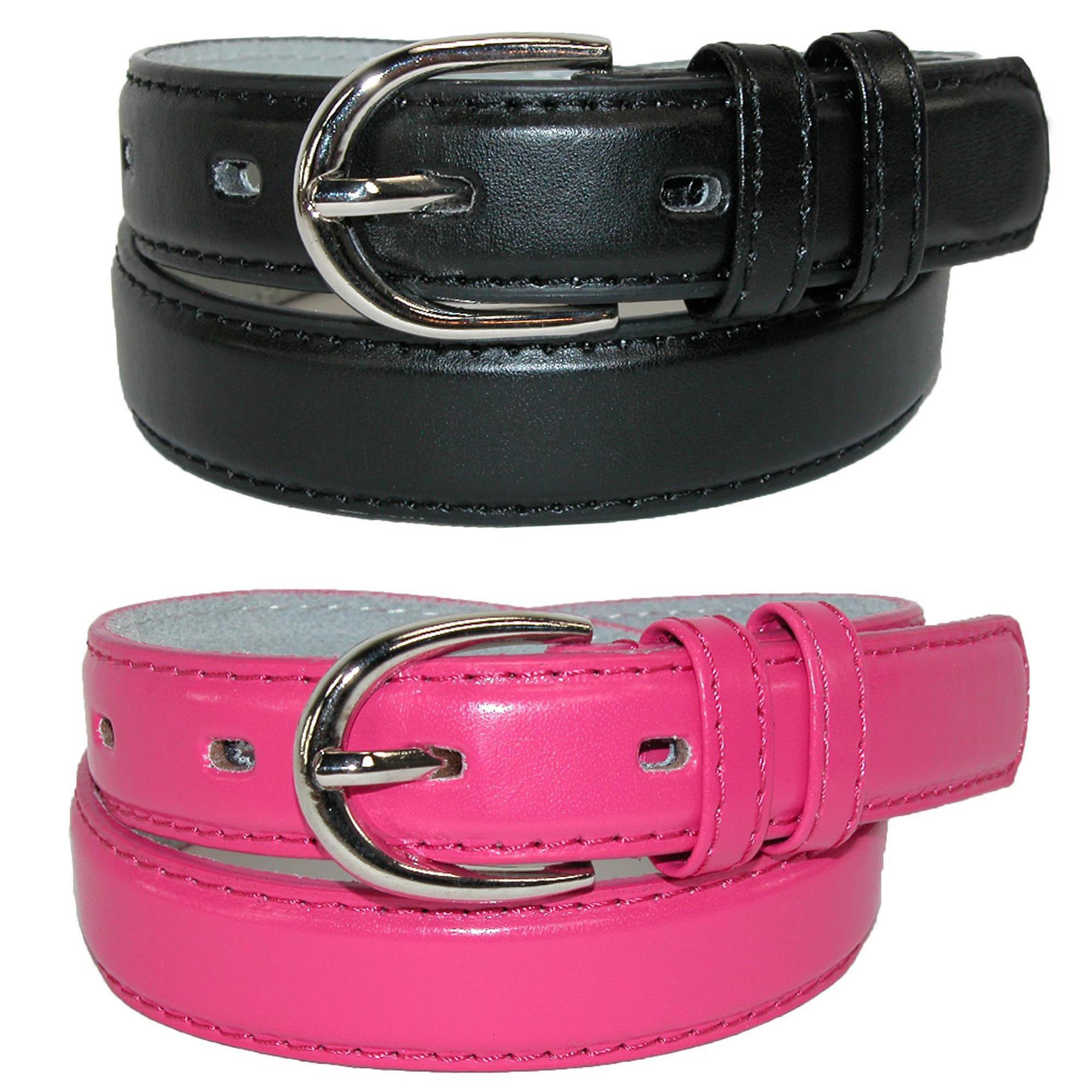 CTM® Ceinture Habillée en Cuir de Base pour Enfant (Lot de 2 Couleurs)