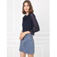 thumbnail image 2 of INSPIRE CHIC Women's Ruffle Neck Polka Dots Sheer Chiffon Blouse, 2 of 4