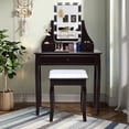 thumbnail image 4 of Costway 3 Drawers Vanity Table 10 Dimmable Bulbs Touch Switch Makeup Dressing Desk Brown, 4 of 10