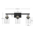 thumbnail image 2 of Rockhampton 3-Light Vanity Light, Matte Black, Matte Brass Accent Sockets, Seeded Glass Shades, 2 of 9