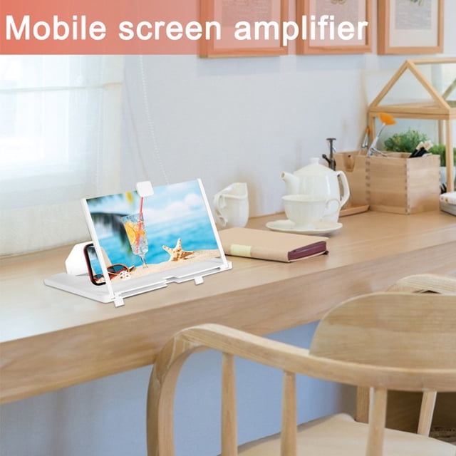 MesaSe Phone Screen Magnifier Phone Video Amplifier Mobile Phone Holder White 10inch