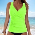 thumbnail image 2 of NIEWTR V-Neck Tankini Tops For Women Backless Adjusting Strap Bathing Suits Tummy Control Push Up Swimsuit Top(Green,S), 2 of 9