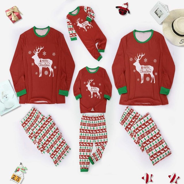 MASRIN Matching Pjs For Family Christmas Pajamas for Family Pjs Matching Set Family Christmas Pajamas Soft Xmas Pajamas Matching Sets Top Pants Christmas Hat Pjs