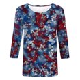 thumbnail image 4 of EQWLJWE Hauts d'Été pour Femmes Hauts pour Femmes Liquidation Mode Féminine Manches Courtes Col Rond Rétro Imprimé Blouse Ample Manches Trois-Quarts, 4 of 4