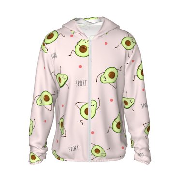 Vsdgher Avocado Doing Sport Yoga Print Adult Hoodie Shirts Rash Guard for Men Women,Long Sleeve Sun Protection Fishing Shirts for Athletic Running Swim-Small