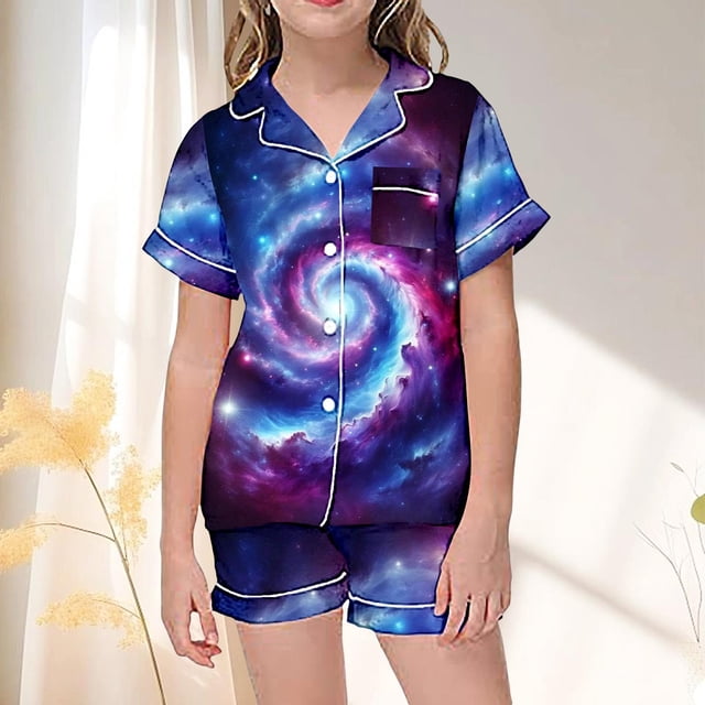 Ensemble de Pyjama Décontracté Confortable à Manches Courtes pour Filles Ensemble de Nuit Doux pour Enfants