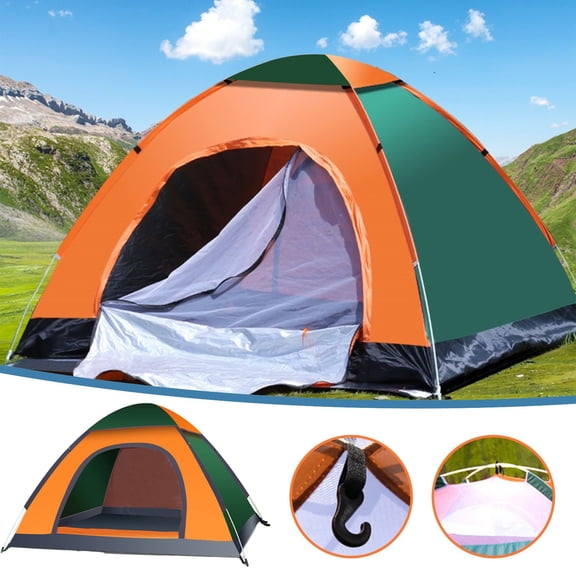 Tentes de Camping à Montage Instantané, Tente de Camping pour 2 Personnes avec Double-Toit et Sac de Transport, Tente Extérieure pour la Randonnée Sac au Dos, la Randonnée, Plein Air, Tente Quadrangulaire Automatique à Installation Facile avec 1 Porte et 1 Puits de Lumière