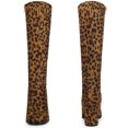 thumbnail image 5 of Unique Bargains Bottes Hauteur Genou à Bout Rond à Talons Épais pour Femme Léopard (Taille 8,5), 5 of 5