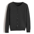 thumbnail image 4 of WomenCardigan Sweater Classic Sweatshirt Women Crew Neck Button Collar Short Sleeve Cardigan Knit Front Open, 4 of 4