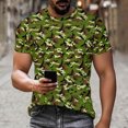 thumbnail image 1 of Ceisia T-Shirt Décontracté pour Homme, Coupe Ajustée, Vert, Classique, Imprimé Camouflage Moucheté, Col Rond, Manches Courtes, Cadeaux, 1 of 9