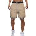 thumbnail image 3 of Penkiiy Men's Running Athletic Shorts Mesh Basketball Shorts with 2 Zipper Pockets L Khaki, 3 of 3