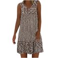 thumbnail image 2 of Weiqiqre Robes de Travail pour Femmes, Robe Mini d'Été Décontractée pour Femmes à Col en V, Imprimée, Sans Manches, Plissée, 2 of 6