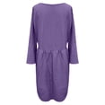 thumbnail image 5 of Meichang Robes en Coton et Lin pour Femmes Grande Taille Col Rond Manches Courtes Mini Robes Unies Décontractées Amples T-Shirts Robes Été Plissées à Taille Fluide Robes Violet m, 5 of 5