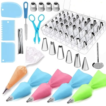 Zootealy 72 Pcs Ensembles de Fournitures de Décoration de Gâteaux Ensembles de Décoration Fournitures de Pâtisserie avec Embouts à Glaçage/sacs à Pâtisserie/lisseur de Glaçage/buses de Tuyauterie Coupleur Bricolage Outils de Pâtisserie