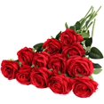 thumbnail image 1 of Quintina 52” Artificial Silk Red Roses Wedding Bouquet (12 Count), 1 of 7