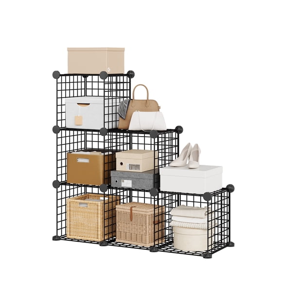 Wire Cube Storage, 6-Cube Closet Organizer Storage, Modular Shelves Units, Storage Bins Shelving, for Bedroom, Office