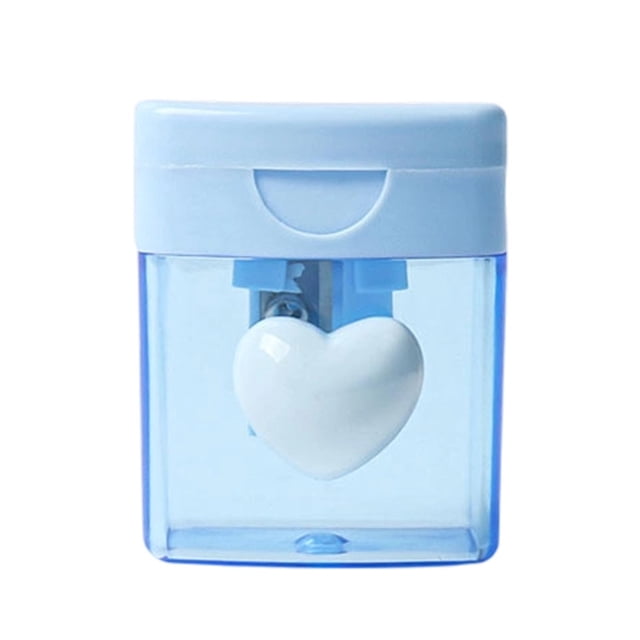 3Pcs Heart Shaped Pencil Sharpener! Fufafayo Four Color Rotating Hole Sharpener for Kids, Transparent Cover Pencil Sharpener for School, Portable Pencil Sharpener for Students, Cute Sharpener for
