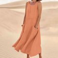 thumbnail image 1 of Jsaierl Robes d'Été pour Femmes 2024 Décontractées Boho Robe Soleil Col Rond Sans Manches Plage Vacances Robes Maxi avec Poches, 1 of 5