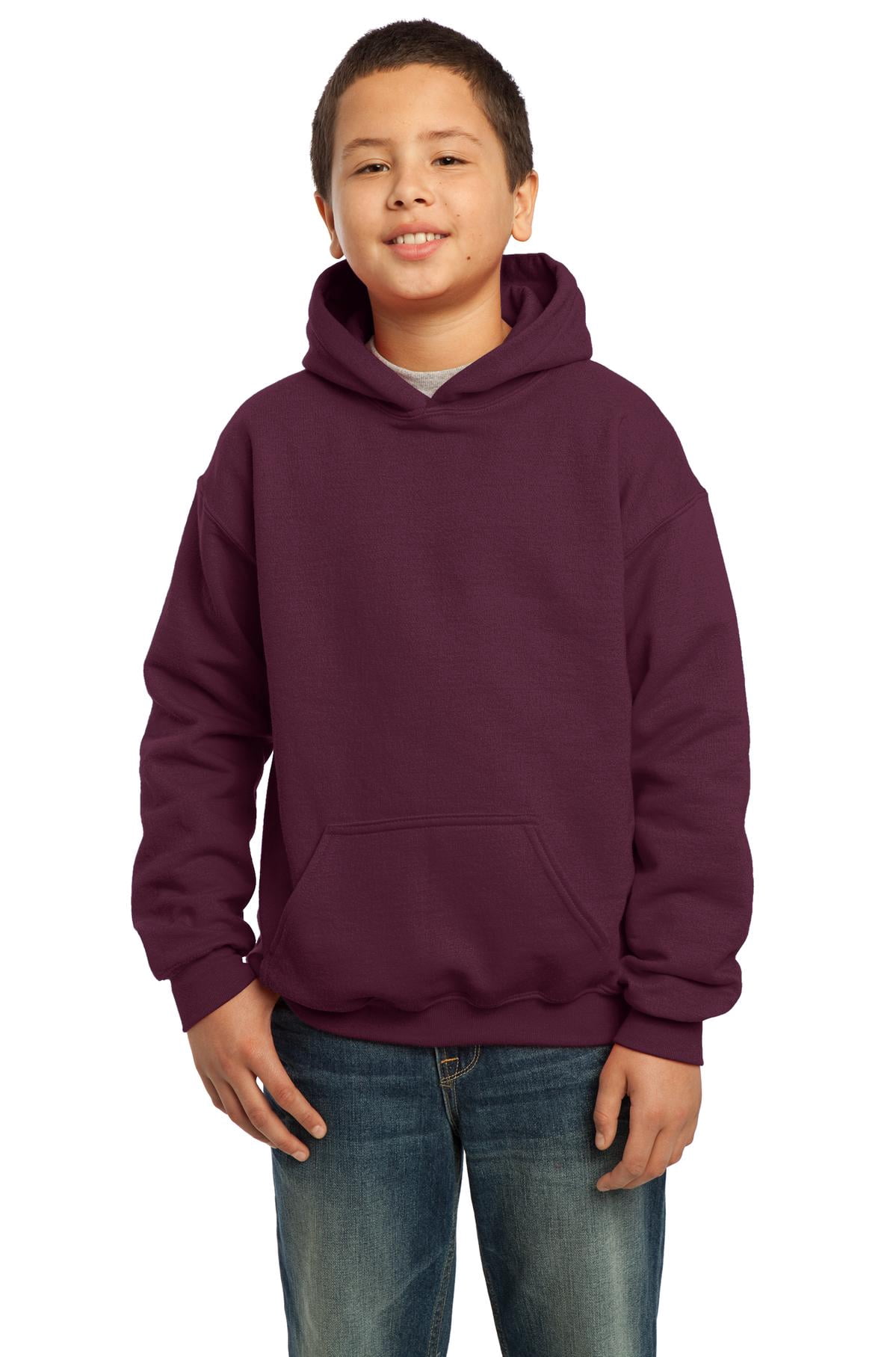 Gildan Boys Long Sleeve Front Pouch Pocket Hooded Sweatshirt. 18500B