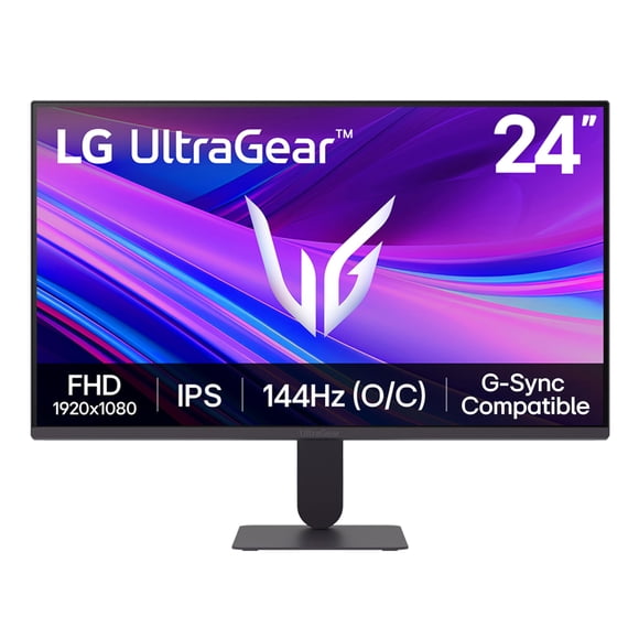 Refurbished LG UltraGear 24" FHD IPS Gaming Monitor, 120Hz Native, 144Hz Overclock, 1ms Motion Blur Reduction, NVIDIA G-SYNC Compatible, AMD FreeSync, HDR10, sRGB 99%, Slim Stand, Black