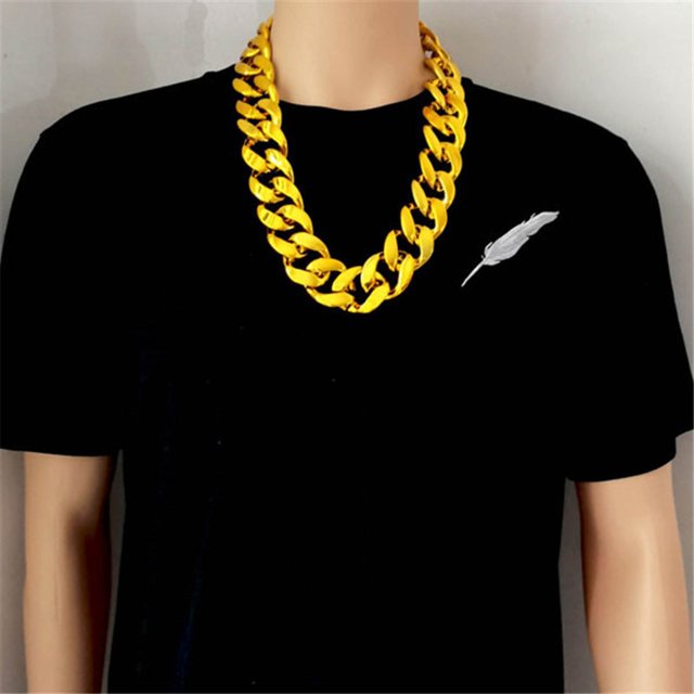 Retro Gold Statement Necklace For Punk Hop 80s 90s Rapper Jewelry And Funny Accessory