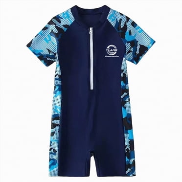 Gubotare Boys Swimsuit Swimming Costume Boys Swimsuit All in One Short Sleeve UV50 Protection 5t 6t (Blue,5-6 Years)