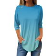 thumbnail image 2 of Pxiakgy Vente Chaude!! T-Shirts à Manches Longues Col Rond pour Femmes Printemps Automne Tie Dye Hauts Amples Tunique Décontractée Blouse Col Printemps Tunique Imprimée Décontractée T-Shirts Trois Quarts Hauts pour Femmes Bleu m, 2 of 5