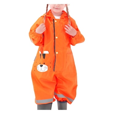 Yuyuzo Toddler Raincoat Kids Boys Girls 1 Piece Hoodie Button Windproof Coverall Baby Rain Jackets