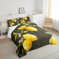 thumbnail image 3 of YST Kids Lemon Down Comforter Queen Size 3Pcs,Yellow Summer Lemon Comforter Set For Young,Hawaii Tropical Fruit Bedding Set,Farmhouse Green Leaf Down Comforter 1 Comforter with 2 Pillow Cases, 3 of 5