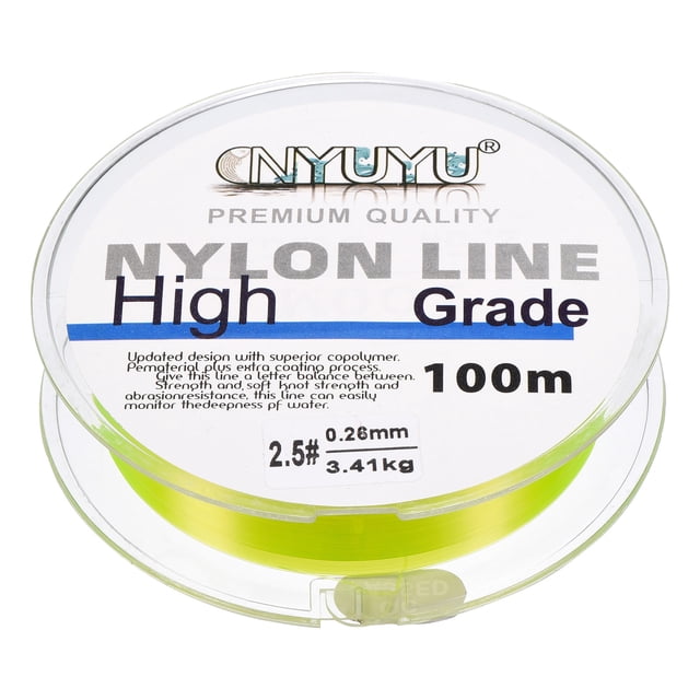 Uxcell 109Yard 8Lb Fluorocarbon Coated Monofilament Nylon Fishing Line Light Yellow