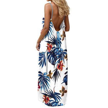 Elvqul Tunic Maxi Dresses for Women Pullover Summer Dress Scoop Neck Flowy Bohemian Beach s Sleeveless Dress, Sizes S-5X