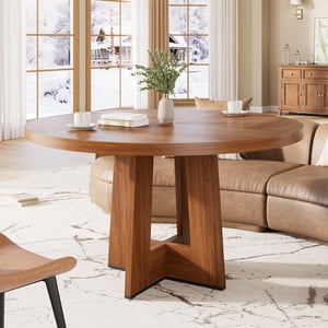AKDSteel 47" Round Dining Table For 4–6, Space-Saving Circle Kitchen Table With Sturdy Pedestal Base For Dining Room Or Apartment