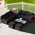 thumbnail image 3 of Gymax 8PCS Patio Rattan PE Wicker Conversation Set All-Weather Furniture Set w/ Cushions Black, 3 of 8