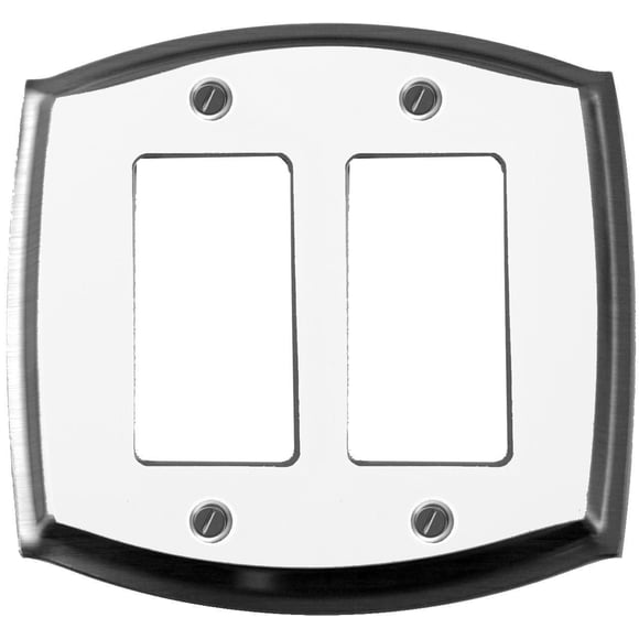 Atron Electro Industries Astoria Double Rocker Wall Plate - White / Chrome