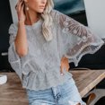 thumbnail image 1 of Weiqiqre Hauts pour Femmes Tendance Manches Courtes Col Rond Dentelle Blouse Transparente à Imprimé Floral 3D Hauts, 1 of 8