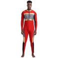 thumbnail image 1 of iiniim Combinaison de Costume de Pilote de Course pour Homme à Carreaux Damier, Barboteuses, Tenue de Course Ligne d'Arrivée Rouge TG, 1 of 3