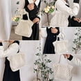 thumbnail image 4 of Miangastore Portable Beach Bag Cotton Thread Hand Crocheted Bag Handmade Shoulder Bag Large Capacity Messenger Bag 1 Set Beige, 4 of 9